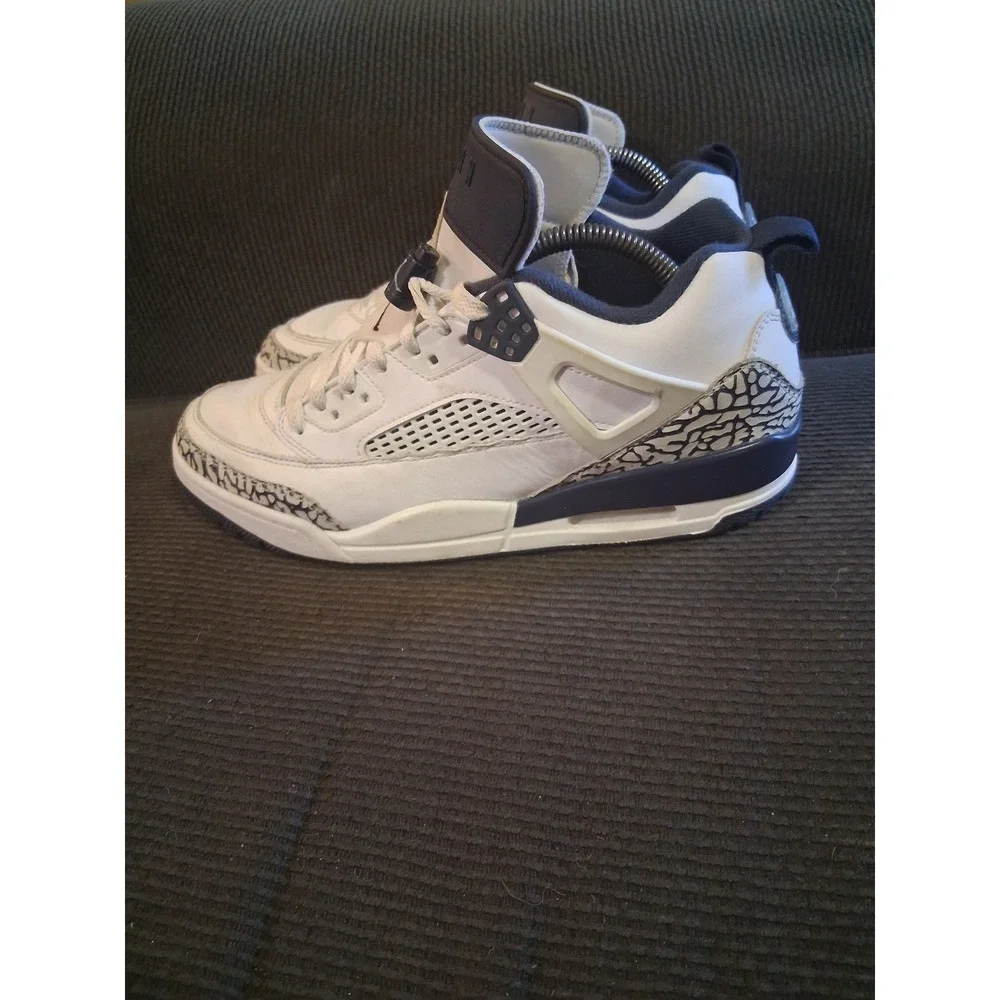 Nike Air Jordan Spizike Low White Midnight Navy Elephant Print Sneakers Mens 8.5
